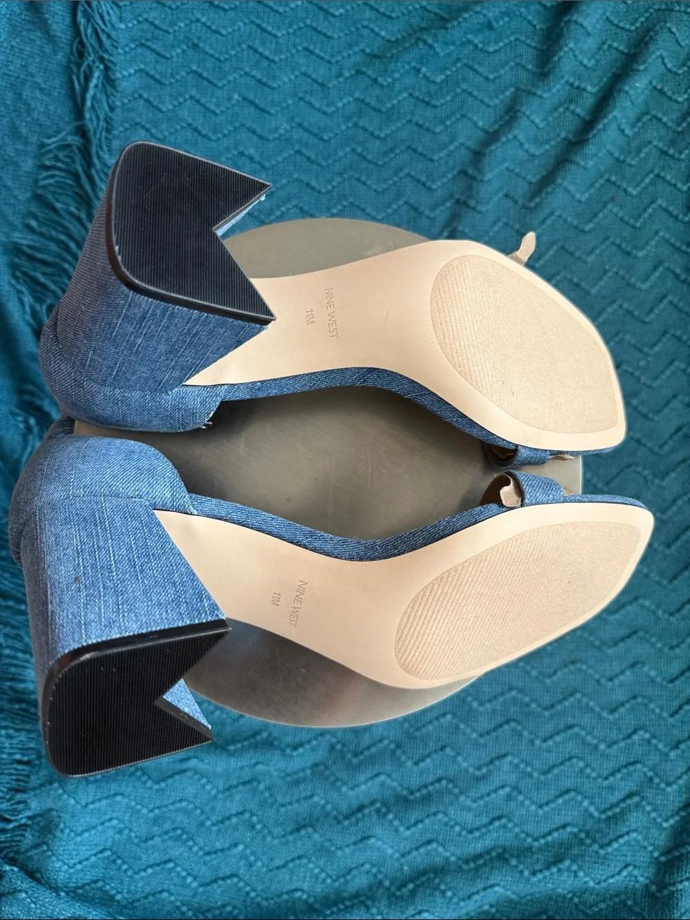 NWOT Nine West Denim Blue Ankle-Strap Heeled Sandals